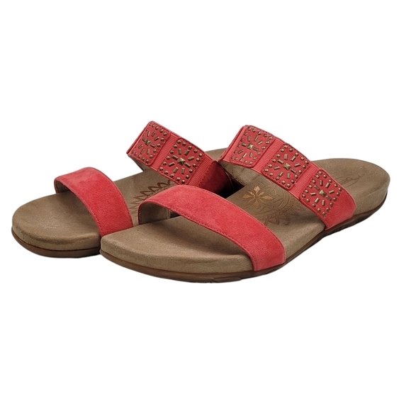 Aetrex Sandals Women 10.5 to 11 Red Double Straps Embellished Memory Foam - Picture 3 of 12